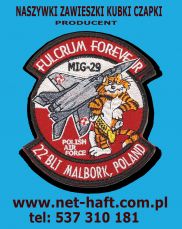 naszywka MIG-29 fulcrum tomcat forever szachownica na szachownicy na rzepie naszywki lotnicze zawieszki breloki lotnicze z samolotem su-22 fitter wlepy plakietki czapki motywy lotnicze ts-11 iskra polskie samoloty c-130 Hercules fa-50 golden eagle szachow